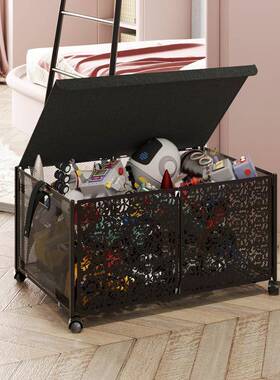 可容折叠艺童玩D-0031具收纳箱儿大量带滑轮翻盖防尘衣物收纳铁置