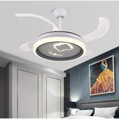 卧室儿童房风40扇灯可爱女孩带风扇 扇吊男孩护眼灯静灯音风吊扇