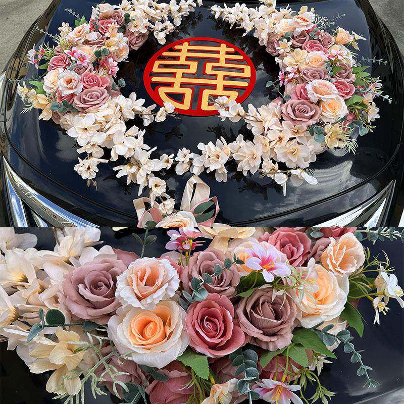 婚车花盘主婚F98M9H68车布头置车队婚车装饰车花结全套拉花吸新款