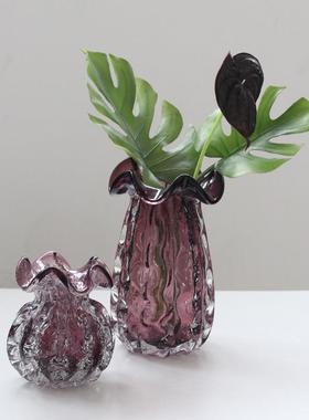 袋碧轩BX79-24-紫色福术厚重气泡晶水艺花瓶桌面玄关摆件家用客厅