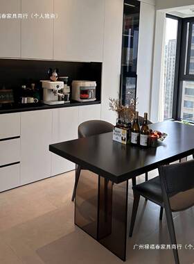 零岩象限岩板亚简克力悬家浮餐桌奢现代ZKR约黑色轻极简桌小户型