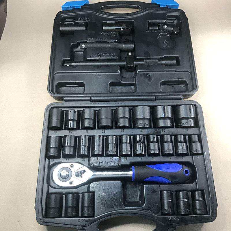 东良南豫汽修维修工具32件黑色综合套装工具 套筒扳手套装