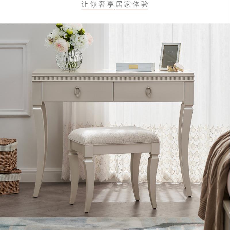 美式奢实木梳妆台现代简约化妆凳式卧室收纳具轻家法式复欧202281