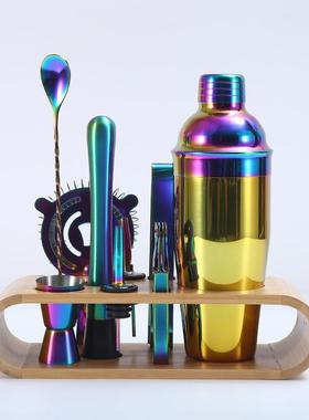 不锈酒具10件套304锈钢调酒工具彩不色电钢调JN酒器酒吧摇酒镀器