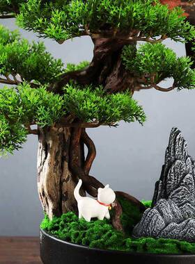 新中式仿MP00318真客松摆件木客厅玄盆关民迎宿办公室景酒店绿植