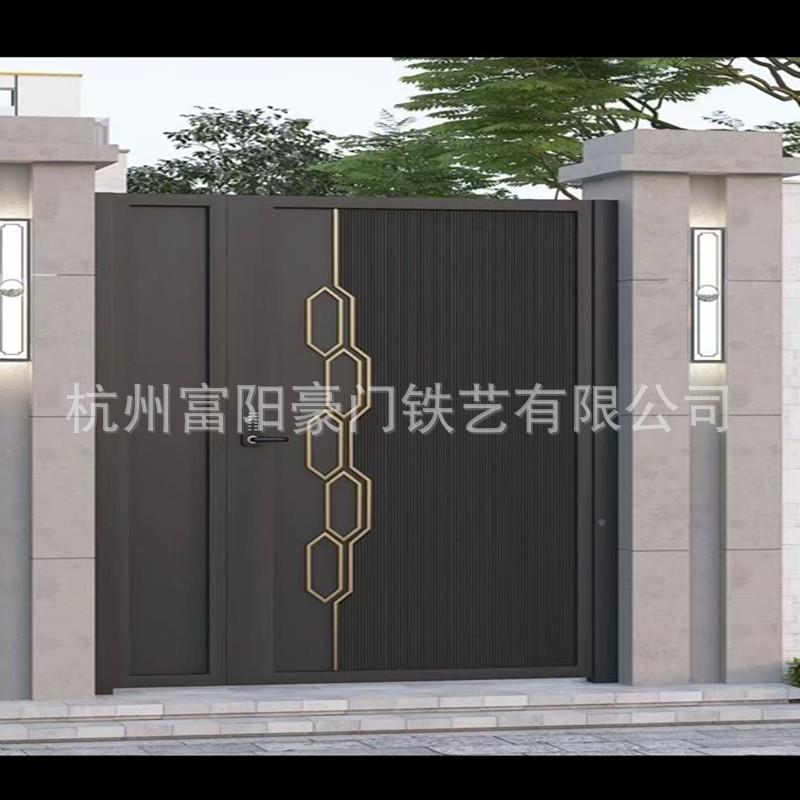 时尚铝铝艺别墅子母庭院大门合金对开门农村院双门开平子移门636