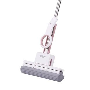 新艺内销胶拖把缩不锈钢伸杆时棉尚超大圆环拉手设快927速更换棉