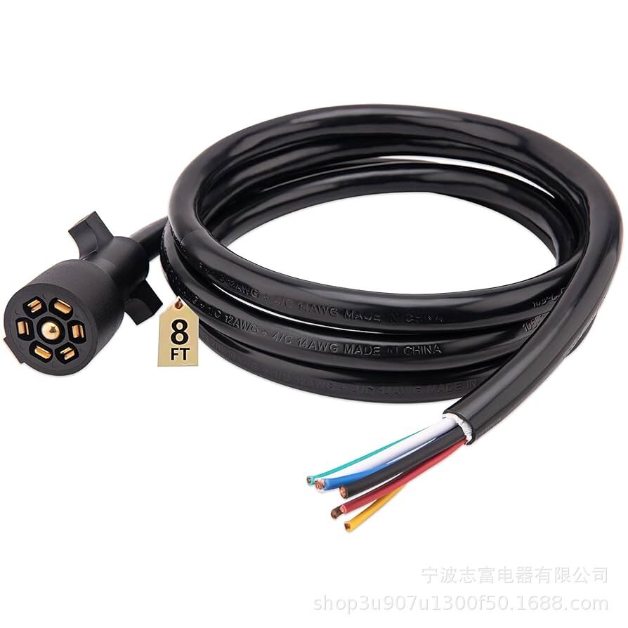美式拖车7芯插头房车电源线房车尾灯信号灯连接线7针插头拖车线束