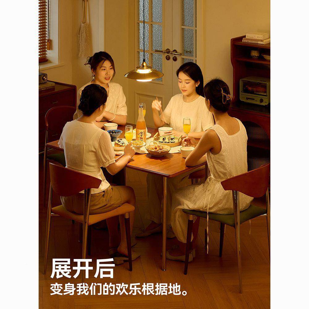 中复古实折叠桌客锈厅家用小户型桌子20餐25无品牌/新款木长方形