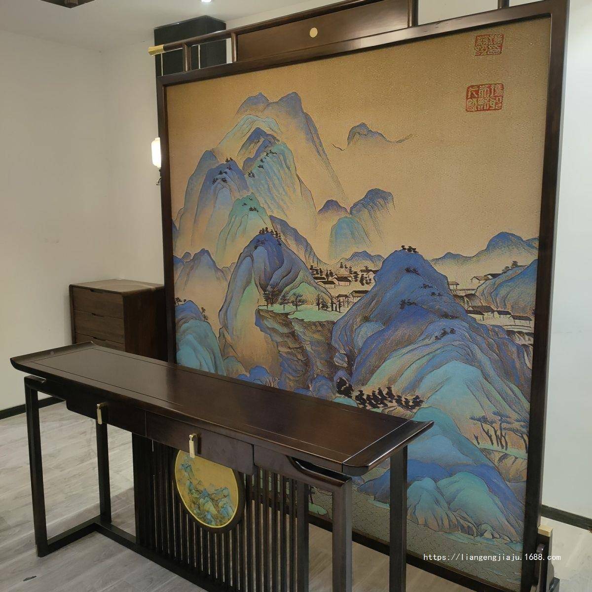中乌金木玄关式桌简约639入户新条摆件玄关柜高端实木客厅供案桌