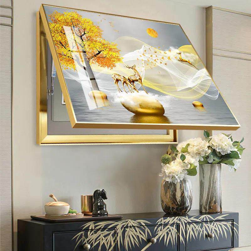 现代简约电箱装饰画客厅电闸电表箱盒金配电遮表挡箱壁画轻奢铝合