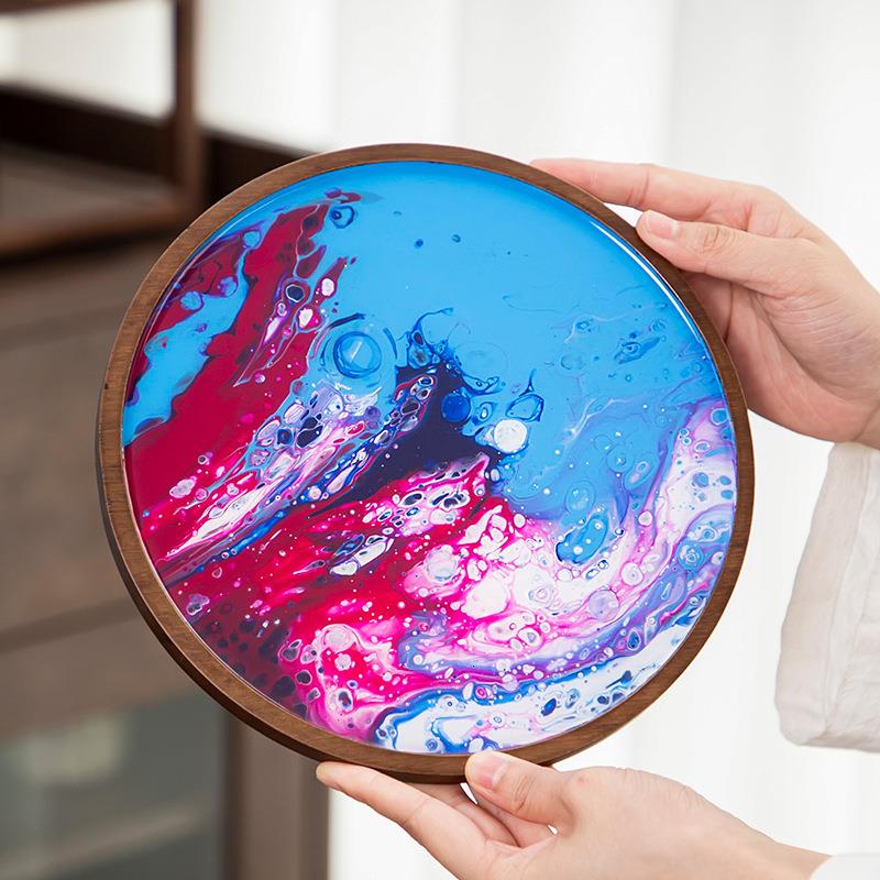 酒茶馆店民宿轻奢大漆茶干泡台点心盘果盘水果盘g家用托盘壶承圆