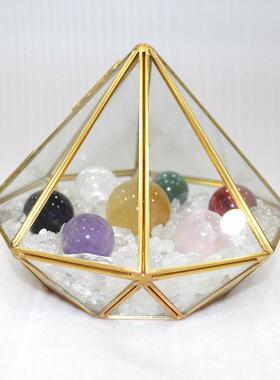 天然球水晶七星阵消书磁盒装饰品碎石白水晶绿水晶球AL684001原石