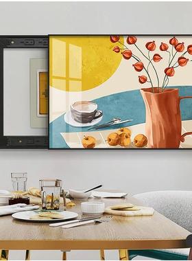 现代约配简电箱装饰画日遮式总开箱关电表挂画免打RQJ孔挡弱电箱