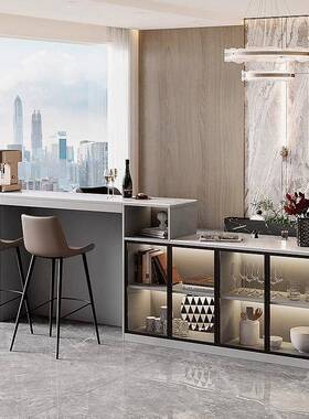 奢用吧桌轻沙发靠背台柜家客厅岩63610板小户型中岛餐桌实木隔