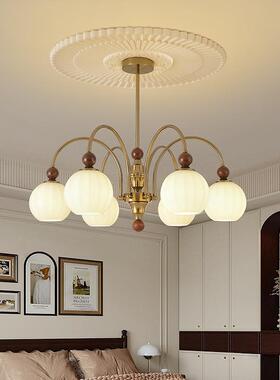 法式中10855古木风客厅灯美式复古新款新中式吊胡桃厅色大主灯卧