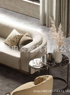 美式酒12514乡村现代风三发人多沙客厅会客布艺沙发店前台人别墅