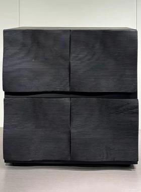 法式复柜古风沙发边柜置ULQ卧室物黑色实床头柜白木蜡木床尾收纳