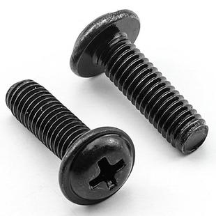 201不钢PWMM拉手黑BKA色螺丝钉十字圆头带垫子片螺丝锈盘头介螺钉