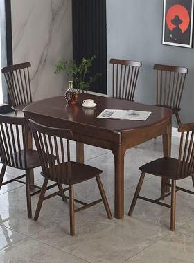 实餐木桌简约伸缩餐桌叠折家用小户方圆63663两用饭桌餐桌椅组型