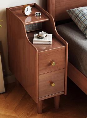 实型木AQG床柜简约现代家用卧室迷你小极窄分床边柜超窄2头0公夹