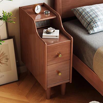 实型木AQG床柜简约现代家用卧室迷你小极窄分床边柜超窄2头0公夹