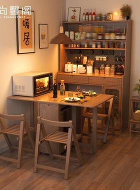 实边柜餐桌餐一体靠墙置柜酒柜现代简约储65846物柜厨房带餐物桌