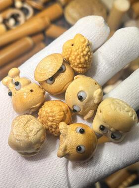 IY7饰远山工实心竹迷你小金R玩蟾佩可盘玉竹手把件玉BEH竹佩饰金