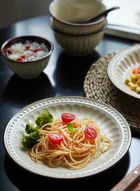 碗碟套装家用日25974式简约饭碗汤碗菜碟复组古盘合子釉下彩碗陶