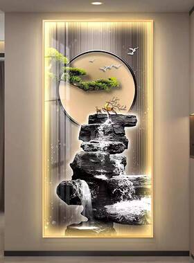 水生财le户d带灯壁轻奢入NNT玄关装饰画简流约现代挂画画走廊过道