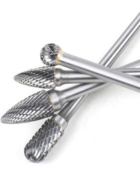 4套件雕套加长钨钢头硬质合金旋转锉装磨6mm双纹打磨SPL头根雕刻