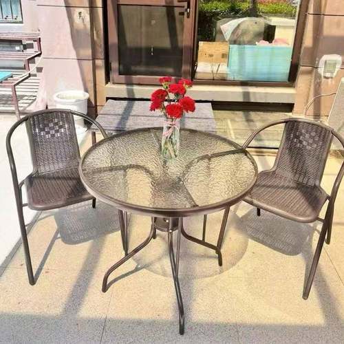 RQI外桌户椅带伞组闲合庭院露天花园桌椅折三件套家用室外休阳台