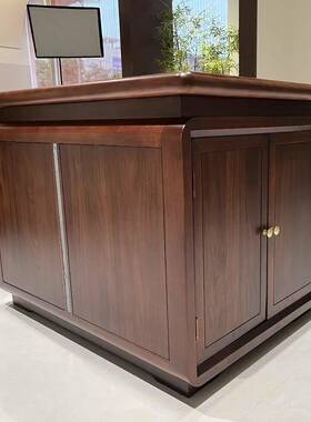 新式金花板梨木办公桌老桌大气总裁桌大班台实木合经中理桌椅QKA