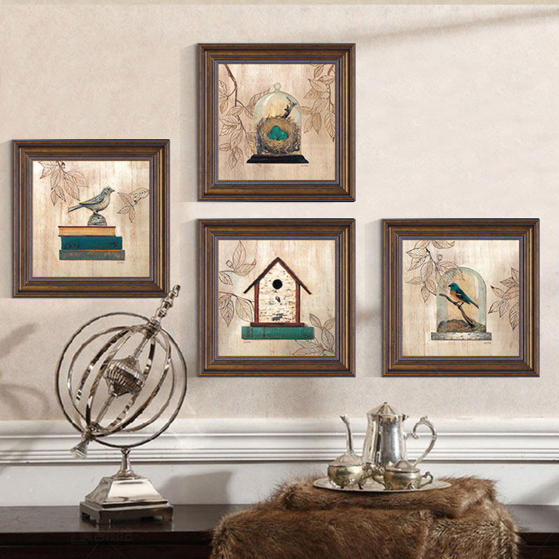 美式花鸟客厅沙发背景墙装饰画餐厅挂画欧式复古乡村卧室床头壁画