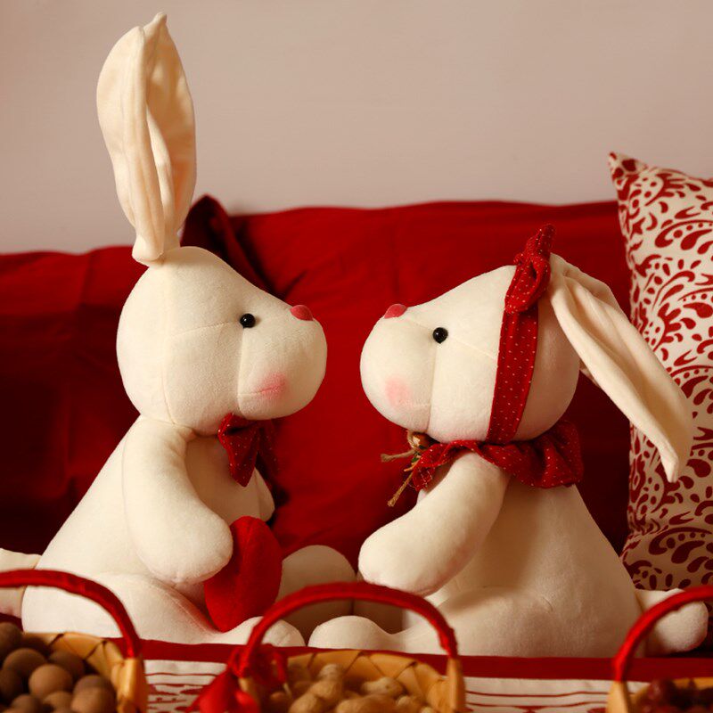 压床娃娃一对结婚兔子抱枕新婚庆可爱公仔送新人婚房布置用品礼物