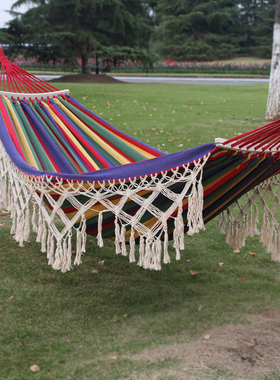 吊床户外秋千防侧翻室内家用室外野营宿舍大人儿童双人帆布白色in