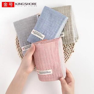 2条装金号毛巾纯棉纱布薄款成人家用擦脸巾柔软舒适吸水不易掉毛