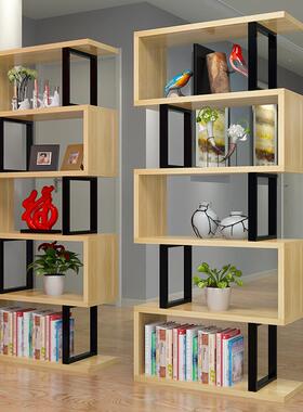 简约书架家用组合书柜置物架办公室客厅落地铁艺展示架隔断储物架
