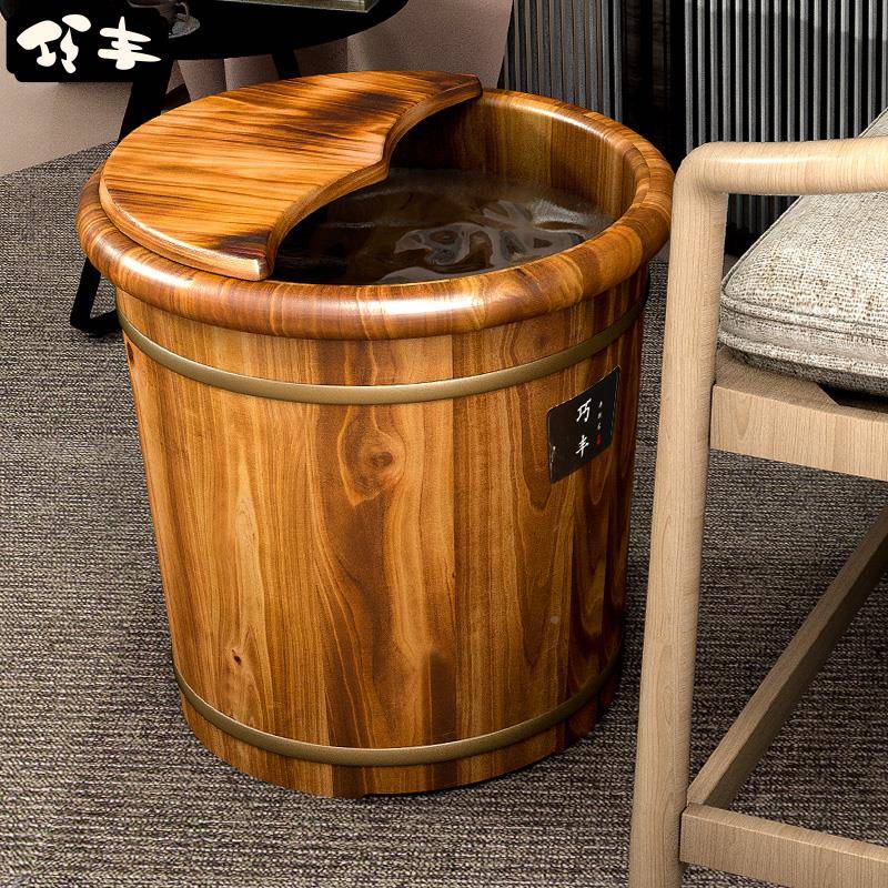 过洗泡脚桶木桶小腿保家用实TT402408木足浴桶木质洗脚盆木盆养生