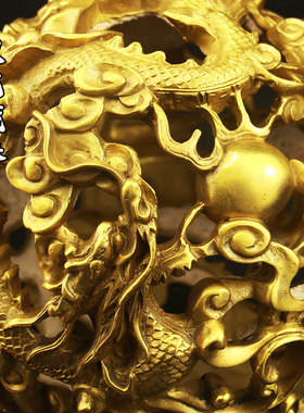 纯黄铜九转乾坤龙鼎客厅办公室家居装饰招財摆件开业礼品