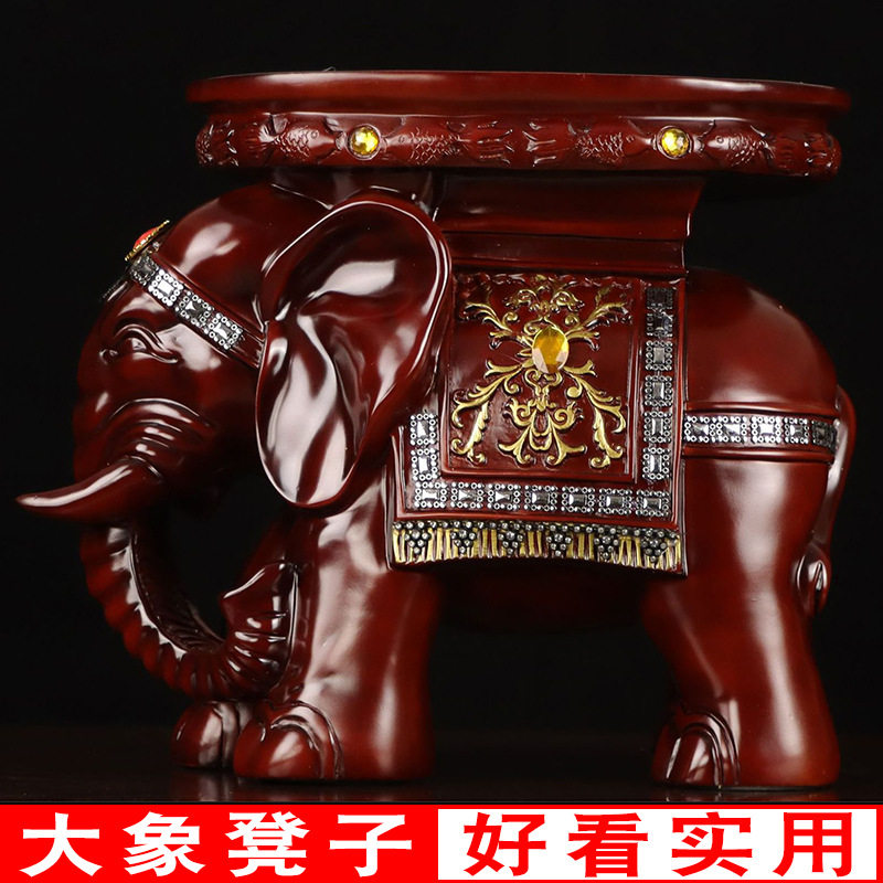 泰国客厅小象换鞋登大象换鞋凳仿实木大象凳子欧中式吉祥大象摆件