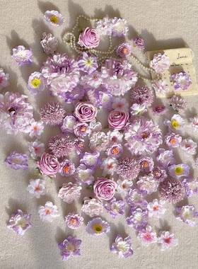 紫色Y模拟花混合和匹配D手I手材料包花头工发夹花头工饰花环6215