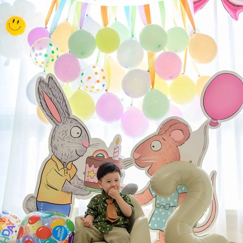 波西和皮普生日布置装饰场景2岁男孩女宝宝气球儿童3岁kt板背景墙