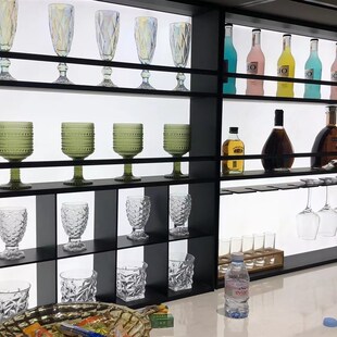 发光背板置物架铝合金置物架厨房收纳架调味架极简落地台面置物架