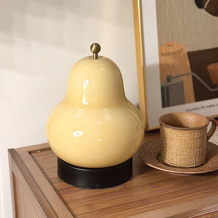 中古法式奶油梨子台灯卧室床头书房客厅充电触摸便携氛围感小夜灯