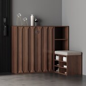 实木鞋 柜家用门口简约入户鞋 柜坐凳一体定制小户型轻奢防尘储物柜