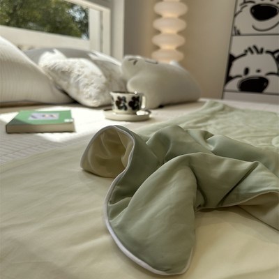 奶油绿色夏凉被子被芯凉感抑菌空调被母婴级可水洗超柔软丝滑柔软