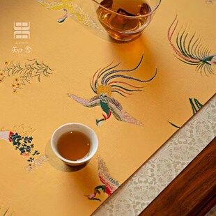 知舍 凤鸣长安茶席套组复古新中式茶桌台布垫子双面禅意布艺桌旗