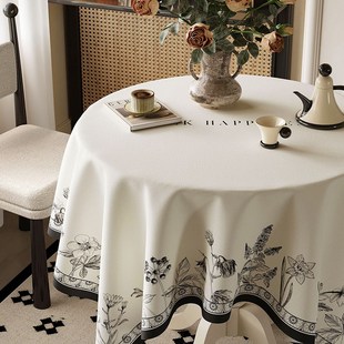 法式复古圆桌桌布轻奢高级感家用布艺圆形茶几台布氛围感餐桌盖布