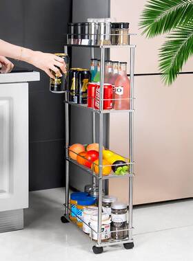 86M厨房缝小推置物架车0304不锈钢冰箱缝隙储物架落F768JS9M地多